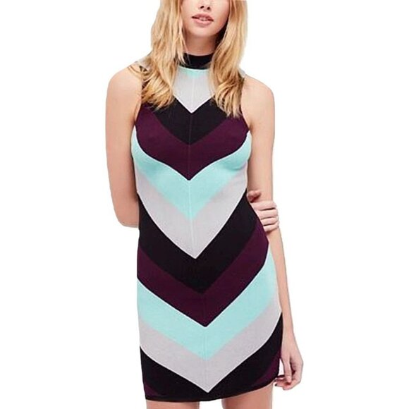 Free People I Got You Chevron Bodycon Dress Size XS - Picture 3 of 8